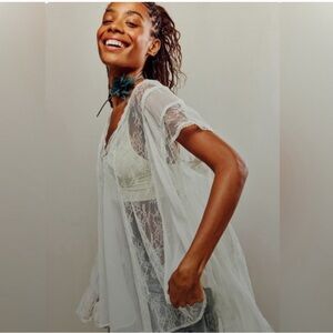 Free People Farrah Mint Sheer Lace Blouse. Size Small.